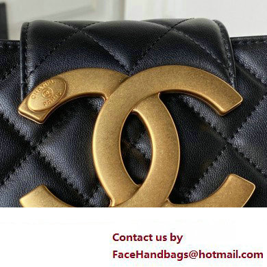 Chanel Lambskin  &  Gold-Tone Metal Baguette Bag AS4611 Black 2024